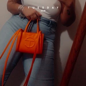 Small orange telfar bag